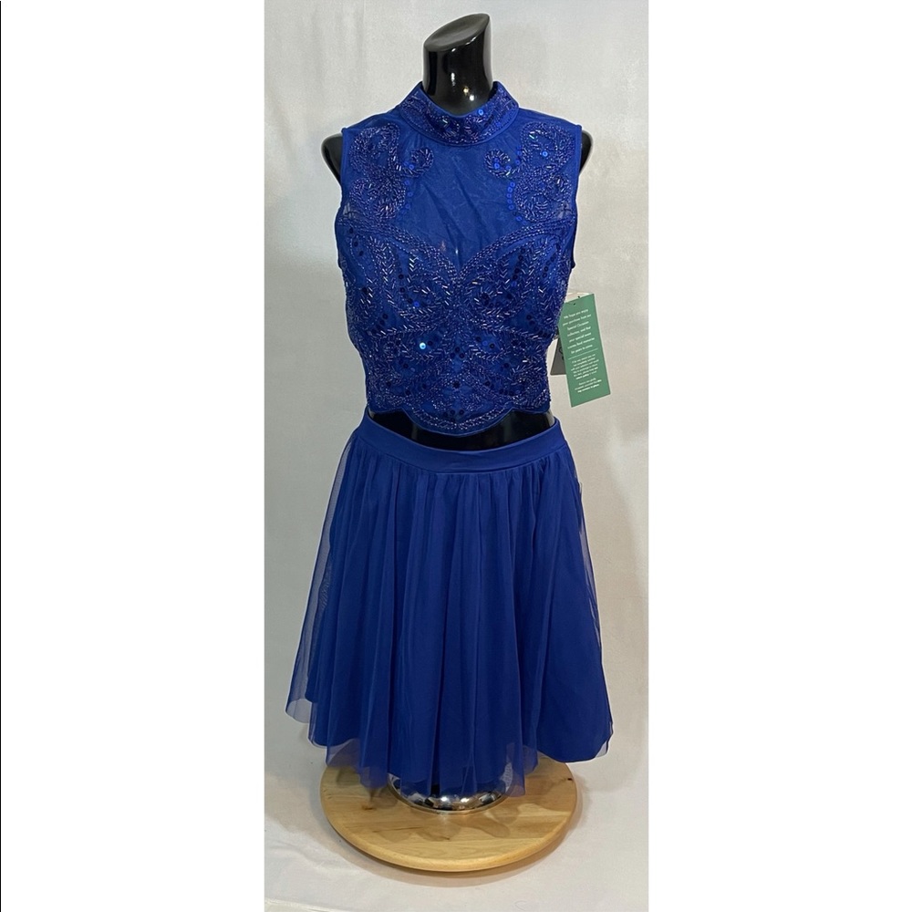 Two piece formal outfit by Love Reign in deep blue.